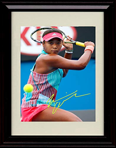 8x10 Framed Naomi Osaka Autograph Replica Print - Returning Volley Framed Print - Tennis FSP - Framed   
