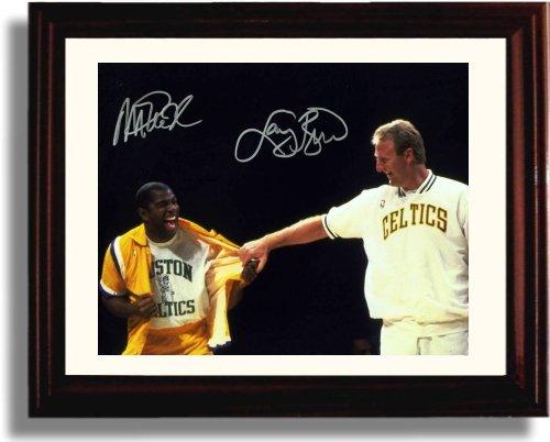 8x10 Framed Magic Johnson and Larry Bird Autograph Promo Print - LA Lakers and Boston Celtics Framed Print - Pro Basketball FSP - Framed   