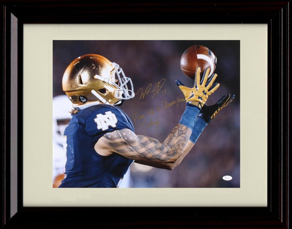 Framed 8x10 Will Fuller Autograph Promo Print - Notre Dame- Making The Catch Framed Print - College Football FSP - Framed   