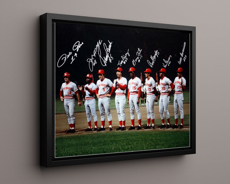 Floating Canvas Wall Art: 1975 Big Red Machine - Cincinatti Reds - Autograph Print Floating Canvas - Baseball FSP - Floating Canvas