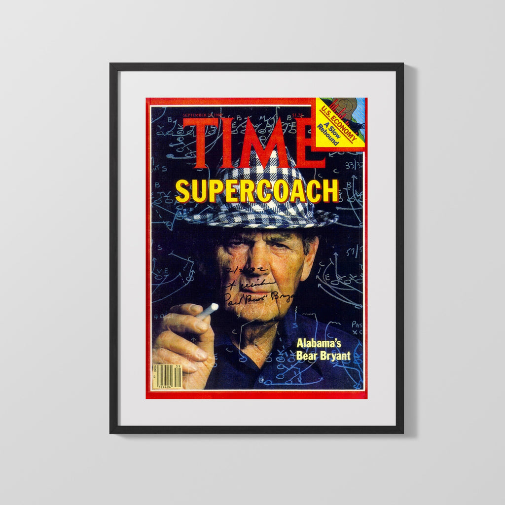 Alabama Autograph SI Print - Bear Bryant - Supercoach College FSPrints Gallery Frame 16x20