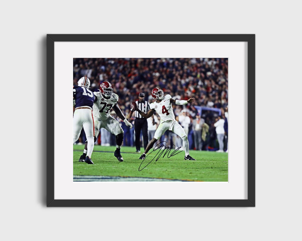 Alabama Autograph Print - Jalen Milroe 4th & 31 - Gravedigger Magic College FSPrints Gallery Frame 16x20