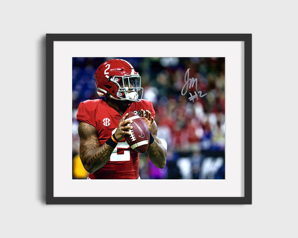 Alabama Autograph Print - Jalen Milroe In The Pocket - Tide Precision College FSPrints Gallery Frame 16x20