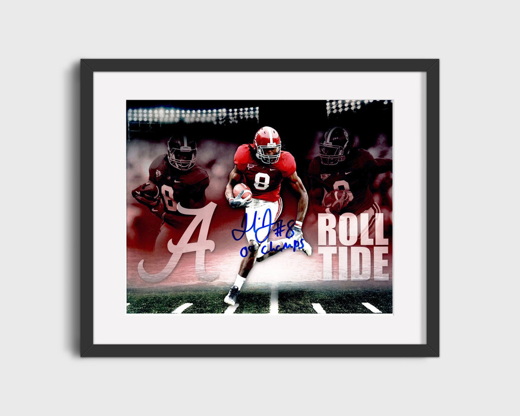 Alabama Autograph Print - Julio Jones Roll Tide Montage - Crimson burst College FSPrints Gallery Frame 16x20