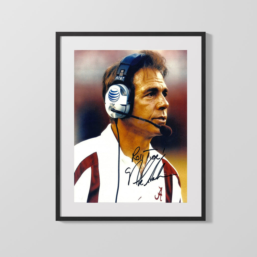 Alabama Autograph Print - Nick Saban - Roll Tide Strategist College FSPrints Gallery Frame 16x20
