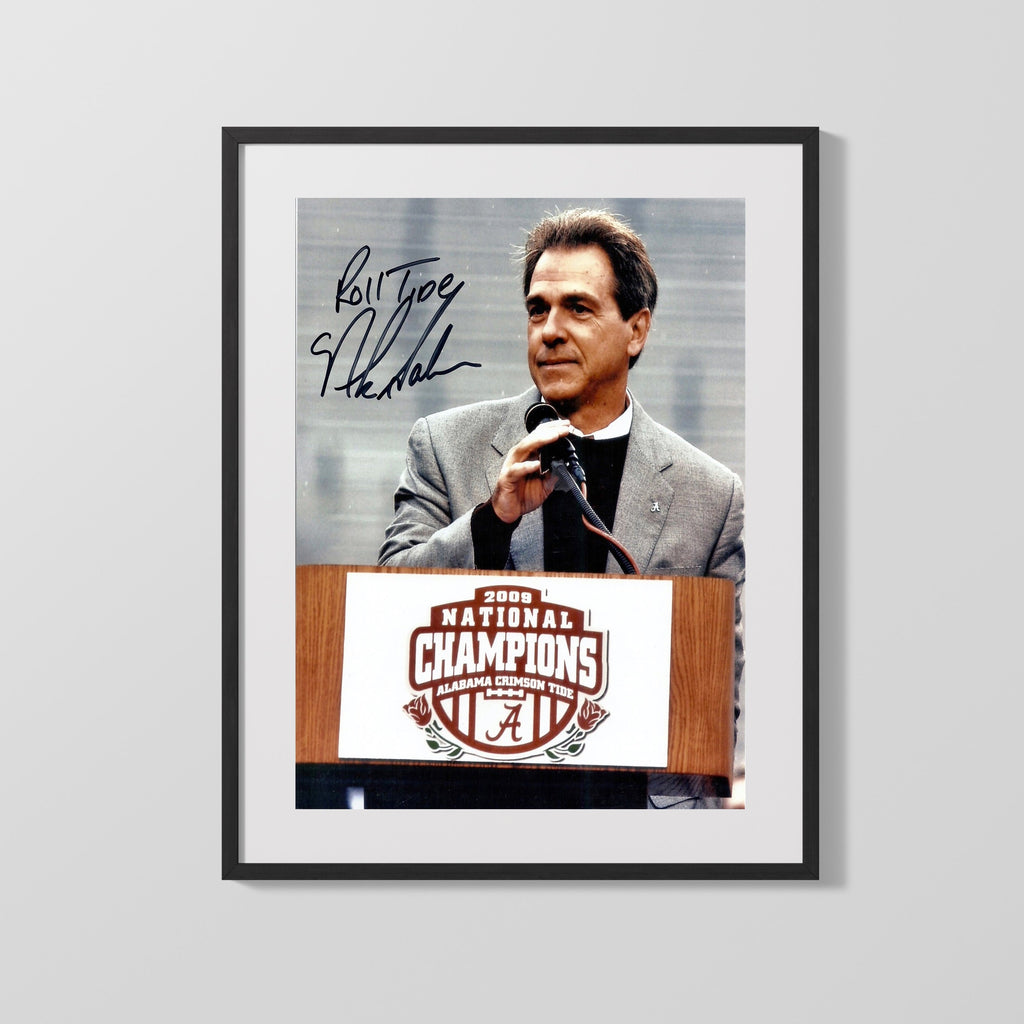 Alabama Autograph Print - Nick Saban 2009 Champs - Crystal Ball College FSPrints Gallery Frame 16x20