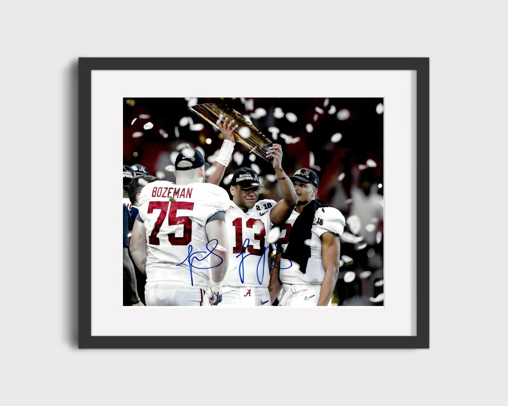 Alabama Autograph Print - Tua Tagovailoa Champions - Trophy Time College FSPrints Gallery Frame 16x20