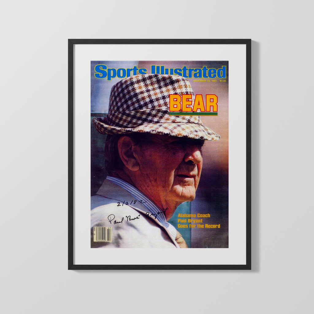 Alabama Autograph SI Print - Bear Bryant - Record Chase College FSPrints Gallery Frame 16x20