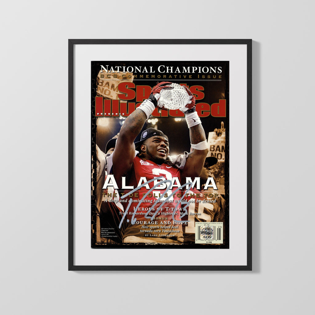 Alabama Autograph SI Print - Trent Richardson - Tide Rolls to the Top College FSPrints Gallery Frame 16x20
