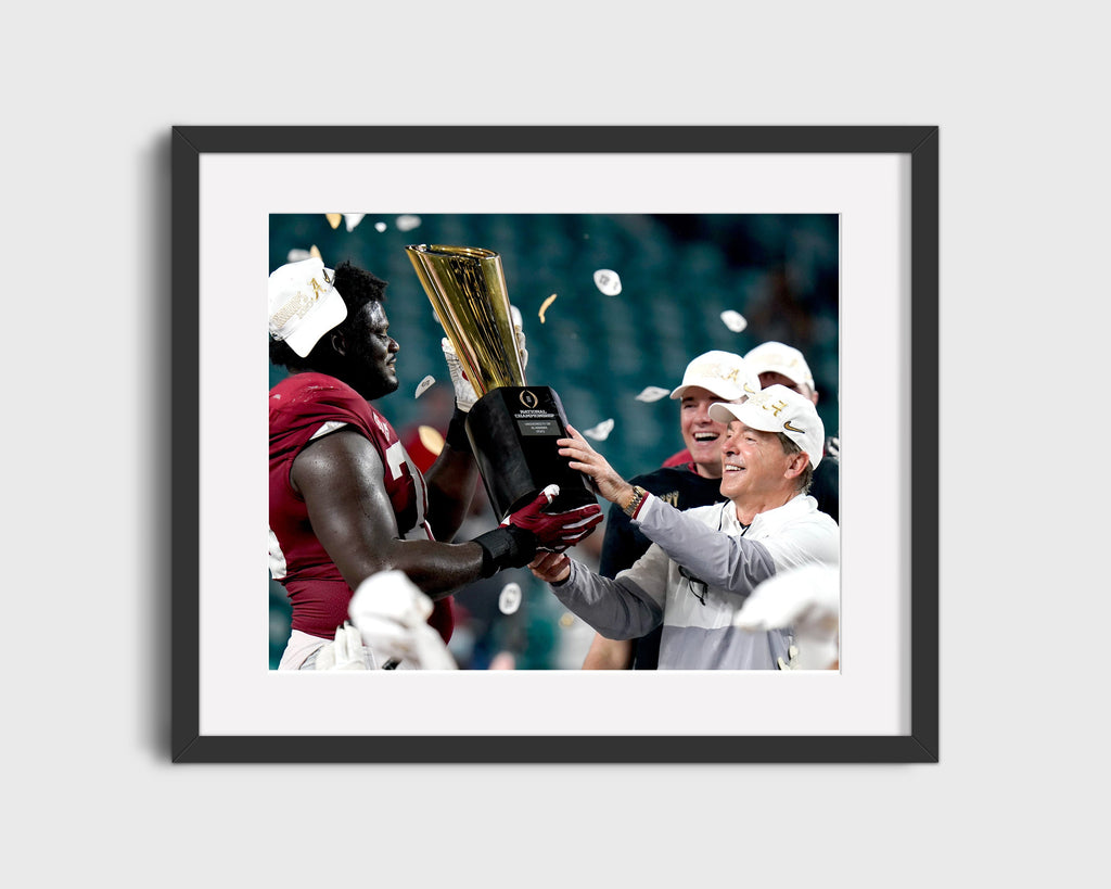 Alabama Print - Alabama - Nick Saban - 2020 Championship Trophy - Crimson Glory College FSPrints Gallery Frame 16x20