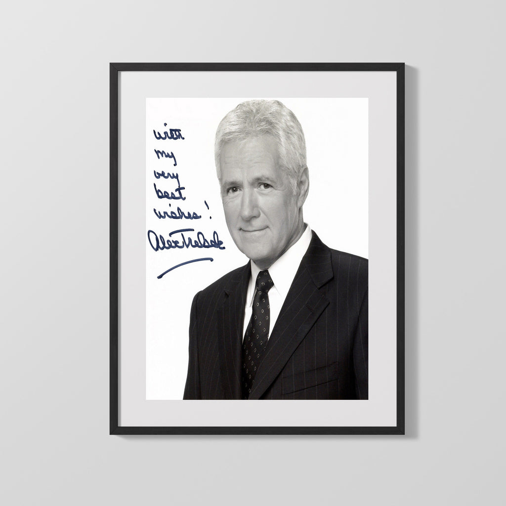 Alex Trebek - Jeopardy Host - Autograph Print Television Vintage Framed Prints Gallery Frame 16x20