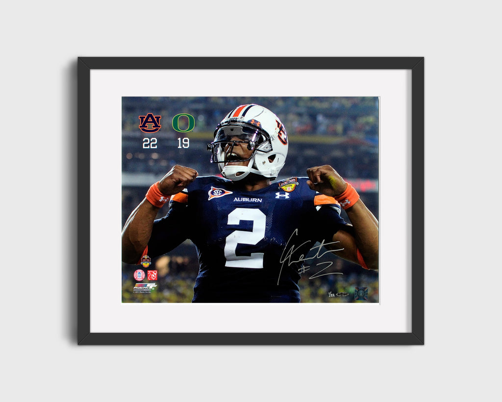 Auburn Autograph Print - Cam Newton Fiesta Bowl - Ducks Defeated College FSPrints Gallery Frame 16x20
