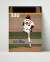 Bob Feller Autograph Print - Arms Raised Warm-Up - Heaters incoming