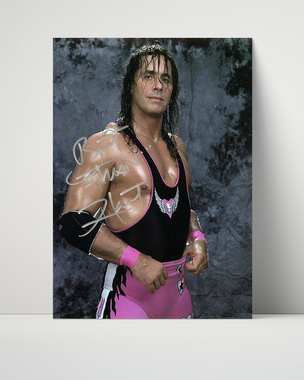 Unframed Bret Hart Autograph Promo Print Unframed Print - Wrestling FSP - Unframed