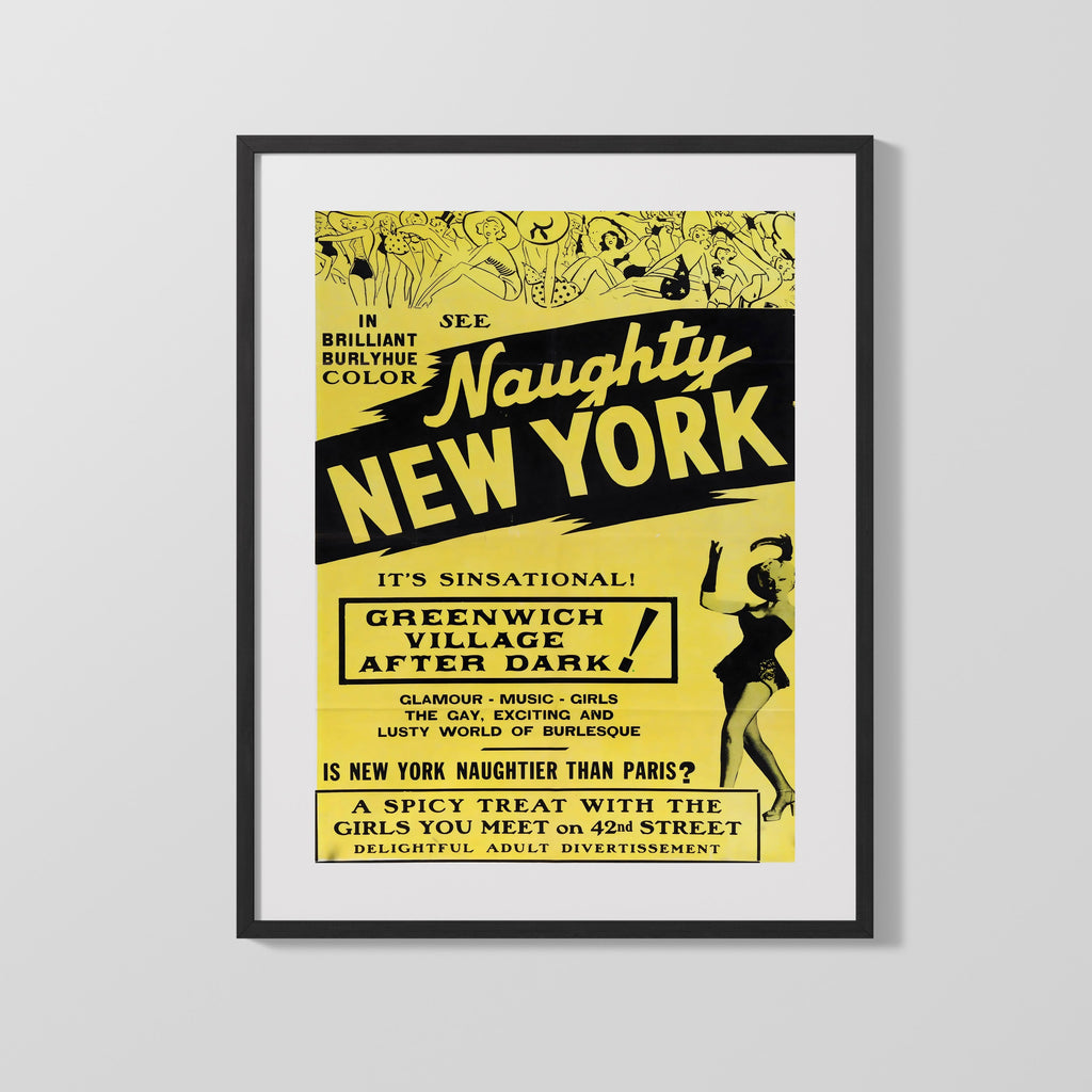 Vintage Burlesque Poster - Naughty New York Greenwich Village After Dark Burlesque vintageframedprints.com
