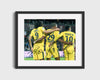 Cavani Neymar Mbappe PSG Autograph Print - Golden Trio Soccer FramedSportPrints Gallery Frame 16x20