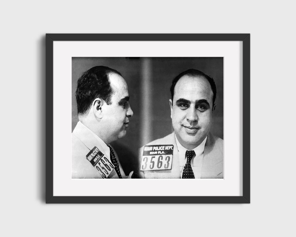 Celebrity Mug Shot - Al Capone - Smiling Through Crime Mug Shots Vintage Framed Prints Gallery Frame 16x20