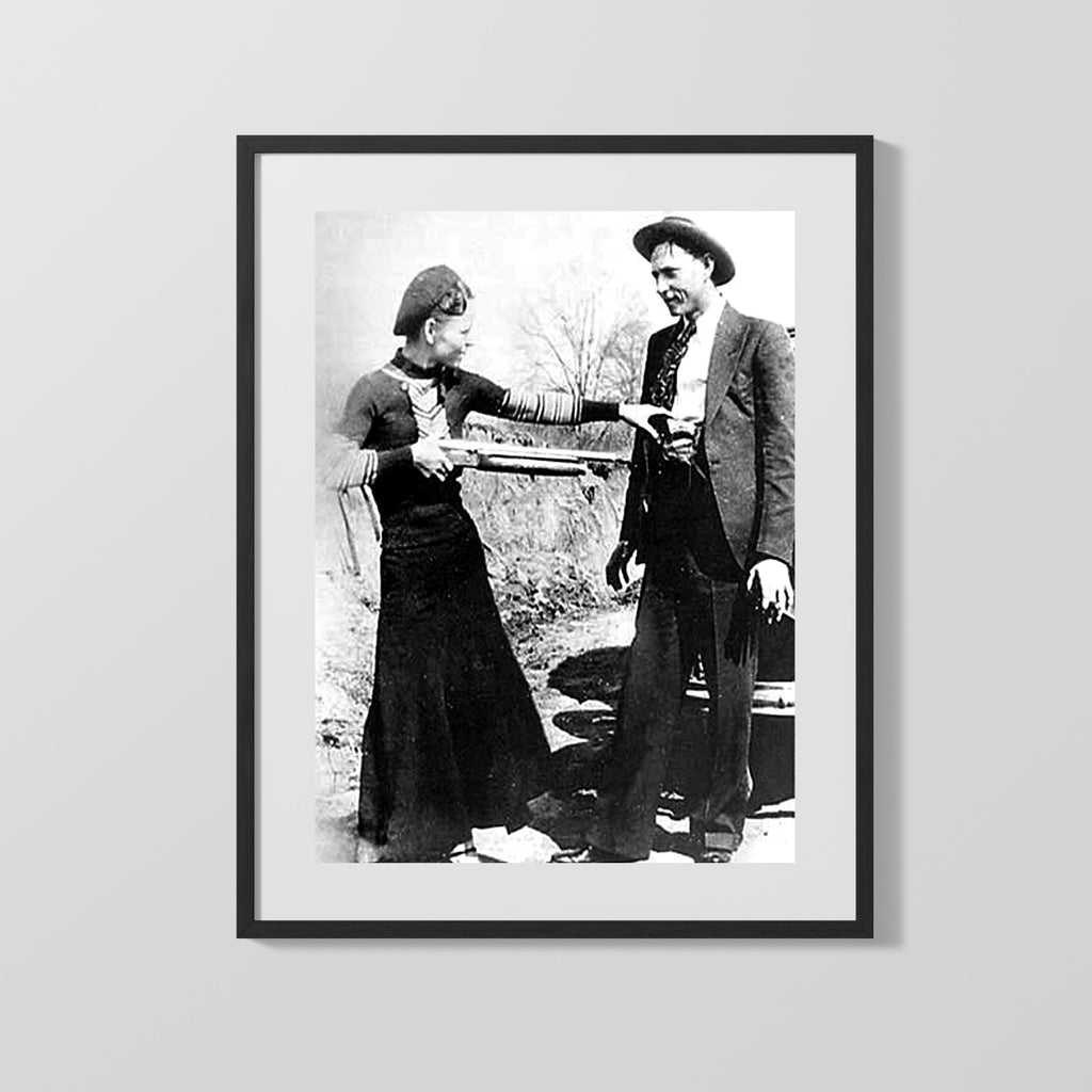 Celebrity Mug Shot - Bonnie and Clyde - Partners in Crime Mug Shots Vintage Framed Prints Gallery Frame 16x20