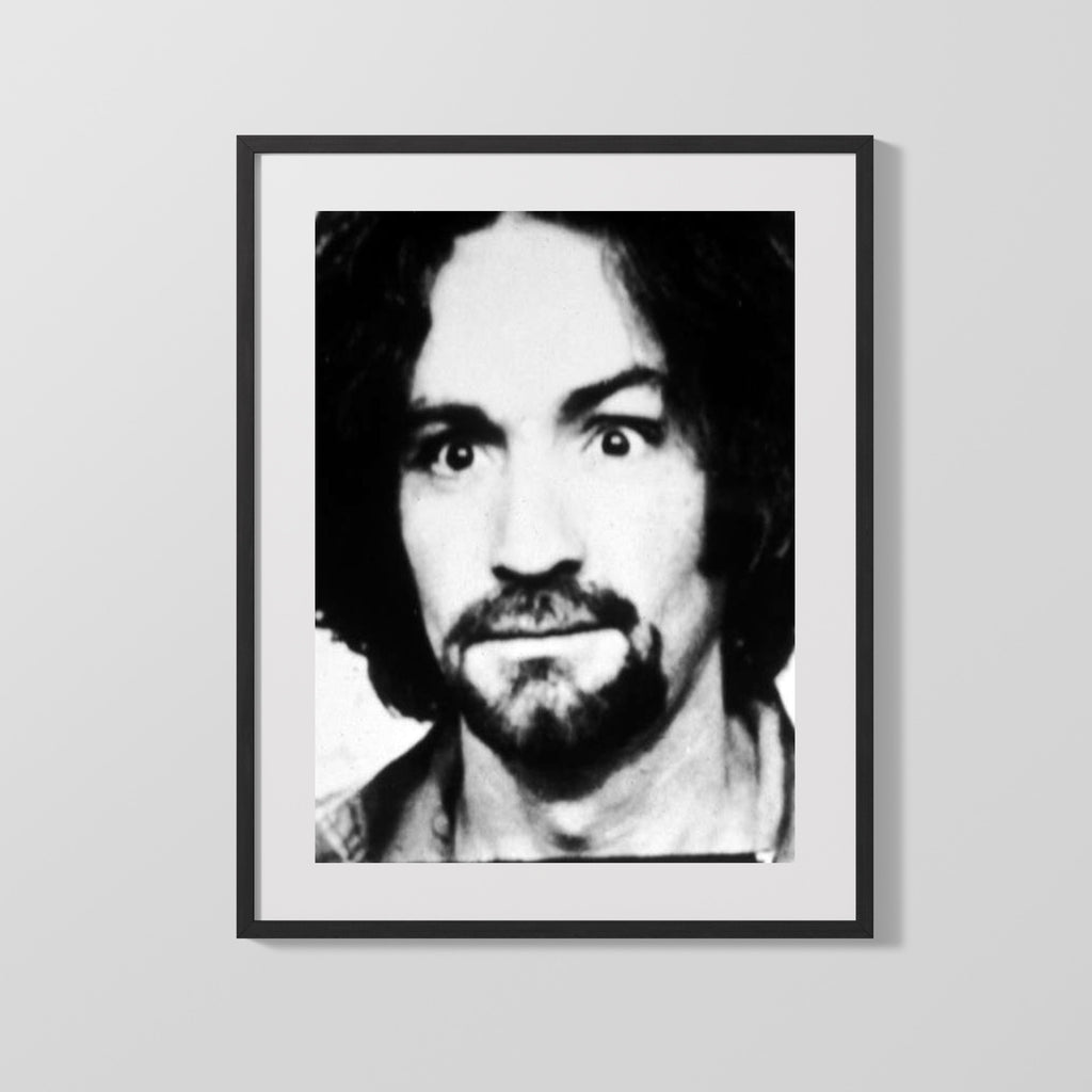 Celebrity Mug Shot - Charles Manson - Helter Skelter Stare Mug Shots Vintage Framed Prints Gallery Frame 16x20