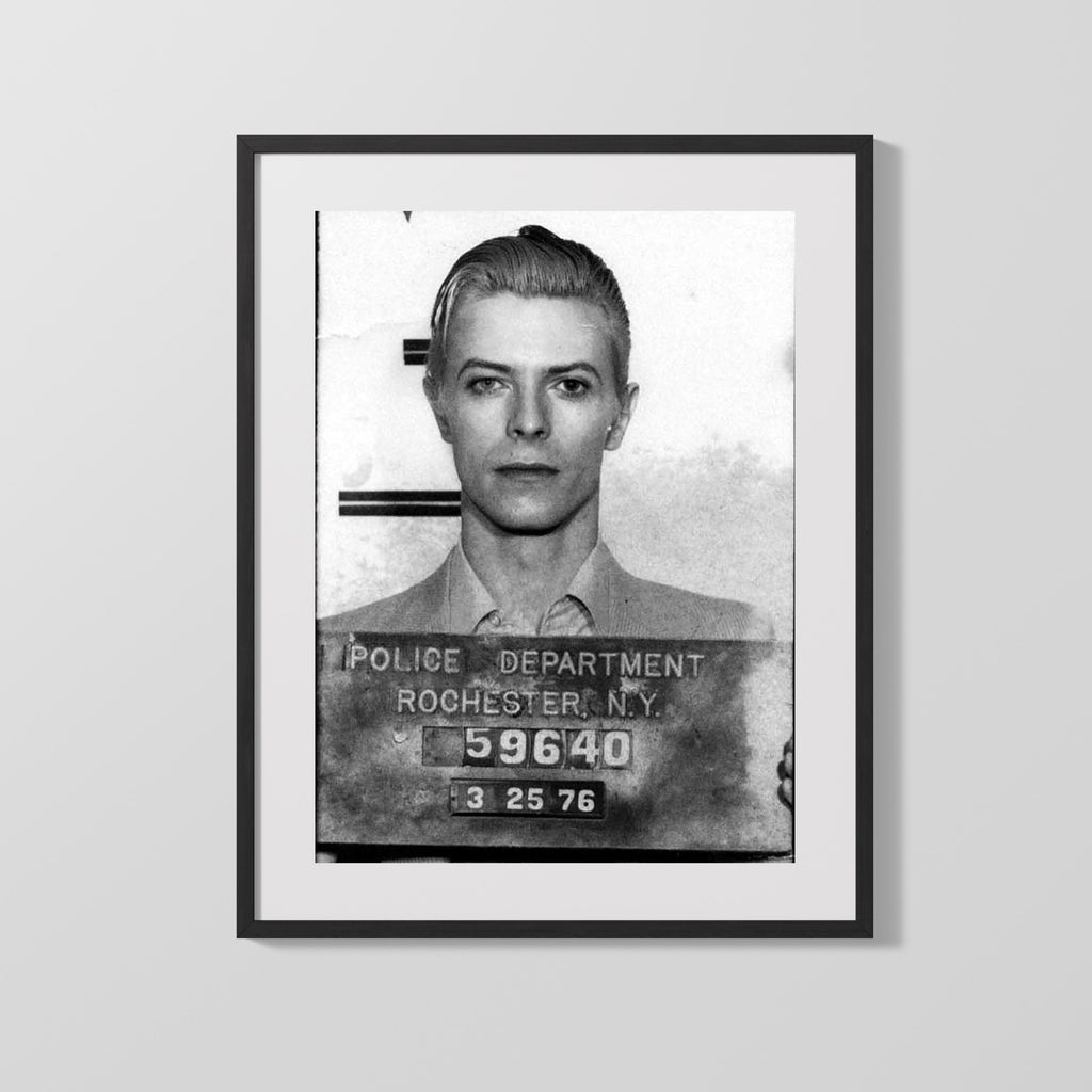 Celebrity Mug Shot - David Bowie - Thin White Duke Busted Mug Shots Vintage Framed Prints Gallery Frame 16x20