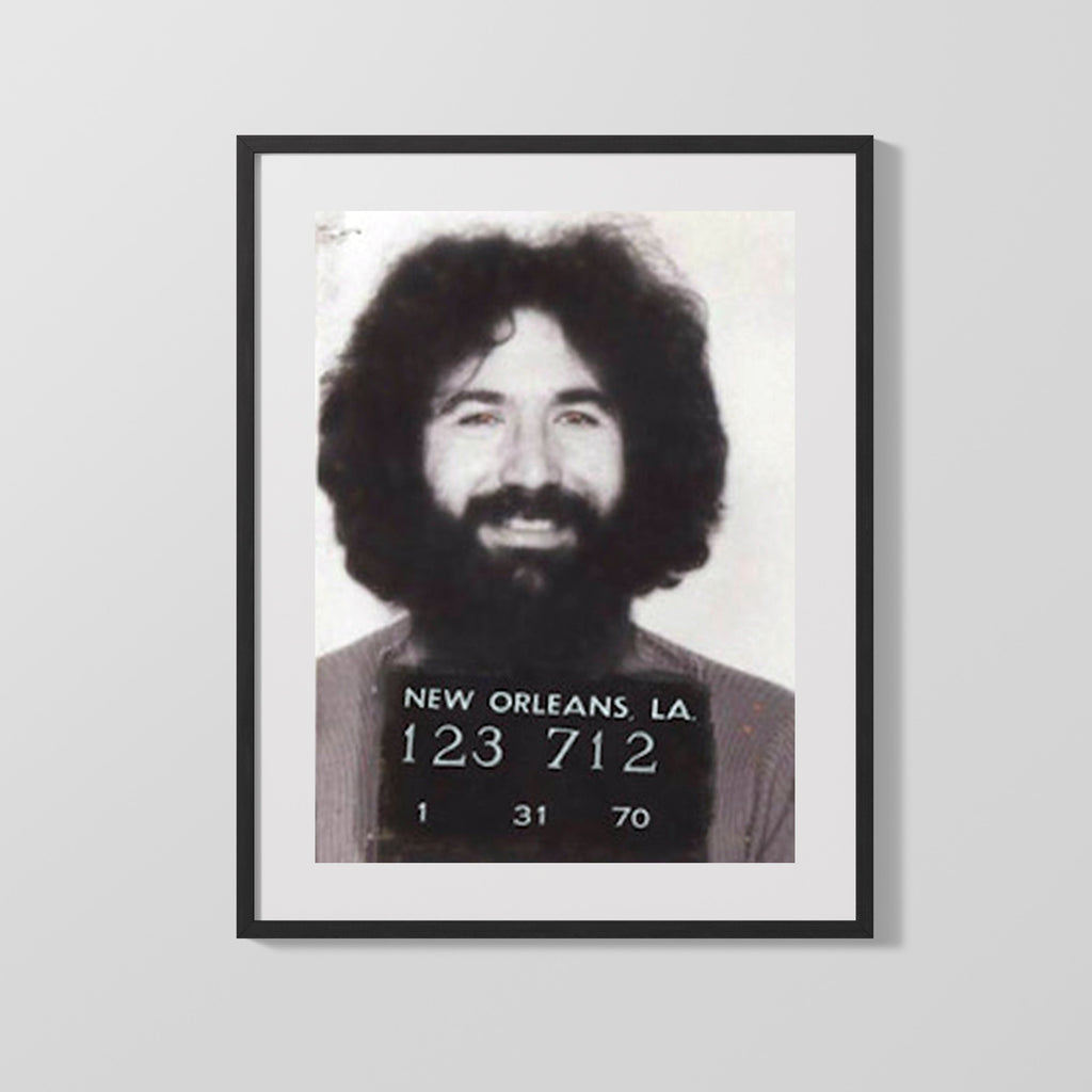 Celebrity Mug Shot - Jerry Garcia - Grateful and Busted Mug Shots Vintage Framed Prints Gallery Frame 16x20