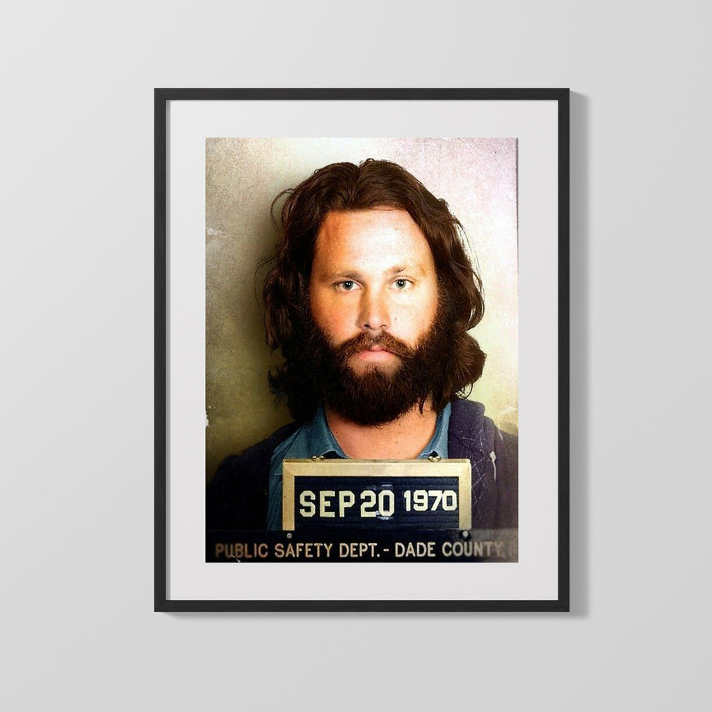 Celebrity Mug Shot - Jim Morrison - Strange Days Behind Bars Mug Shots Vintage Framed Prints Gallery Frame 16x20
