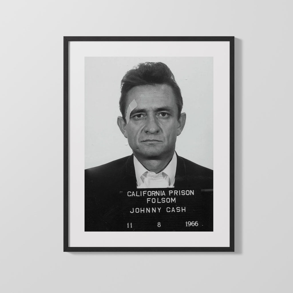 Celebrity Mug Shot - Johnny Cash - Folsom Blues Booking Mug Shots Vintage Framed Prints Gallery Frame 16x20