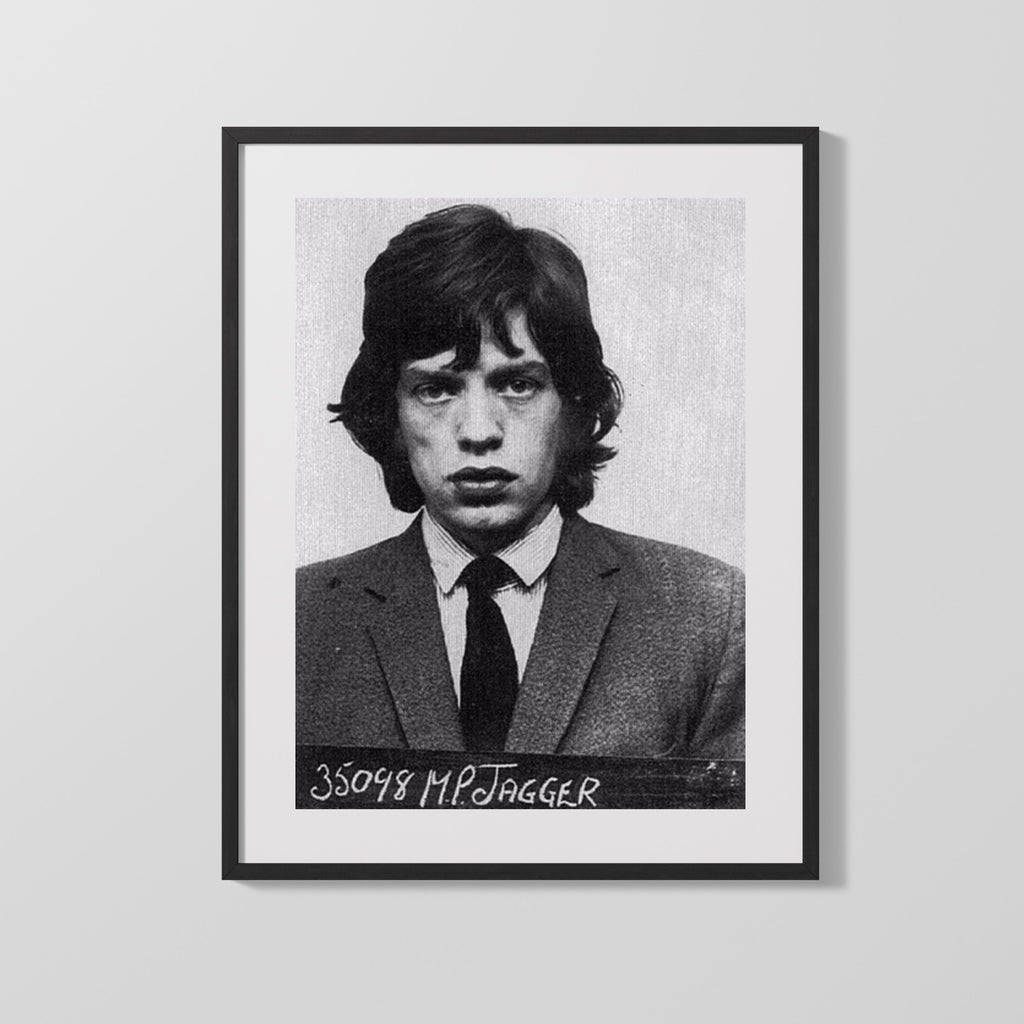 Celebrity Mug Shot - Mick Jagger - Satisfaction Denied Mug Shots Vintage Framed Prints Gallery Frame 16x20
