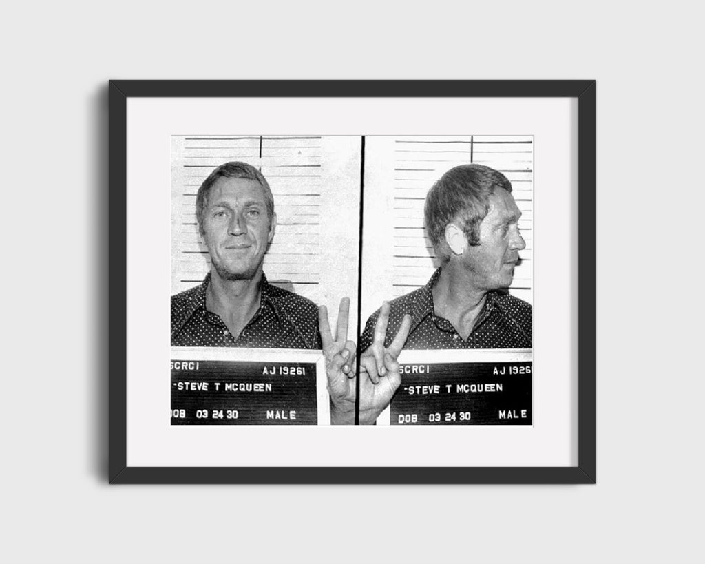 Celebrity Mug Shot - Steve McQueen - Cooler King in Custody Mug Shots Vintage Framed Prints Gallery Frame 16x20