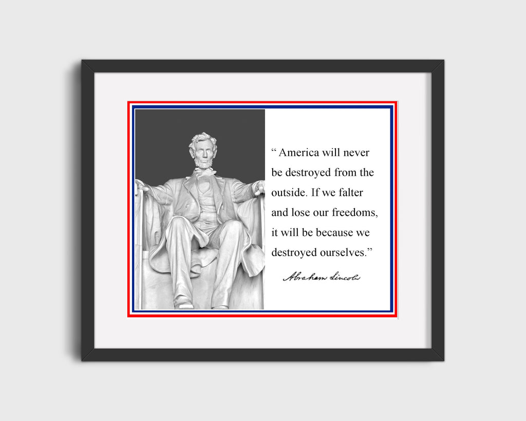 Classic Quotes - Abraham Lincoln - Destroyed from within Quotes Vintage Framed Prints Gallery Frame 16x20
