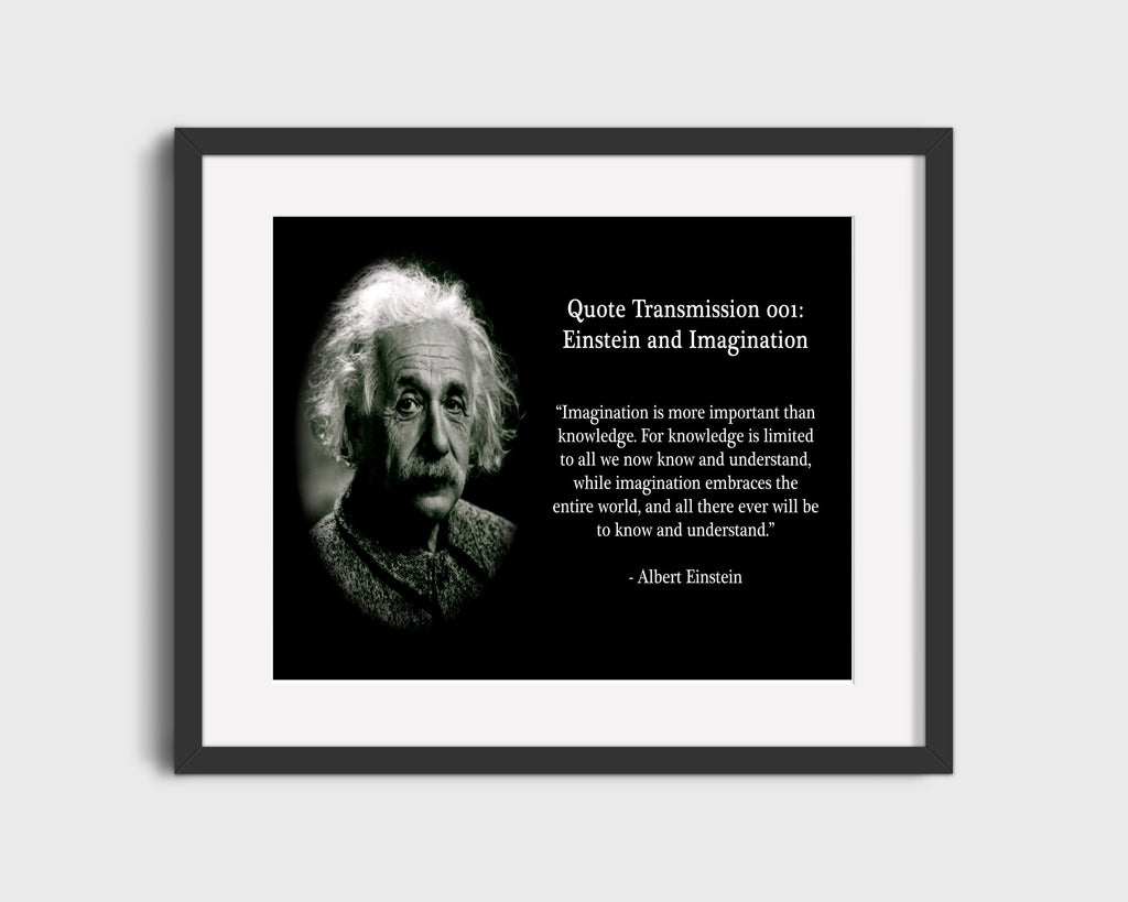 Classic Quotes - Albert Einstein - Imagination more important Quotes Vintage Framed Prints Gallery Frame 16x20