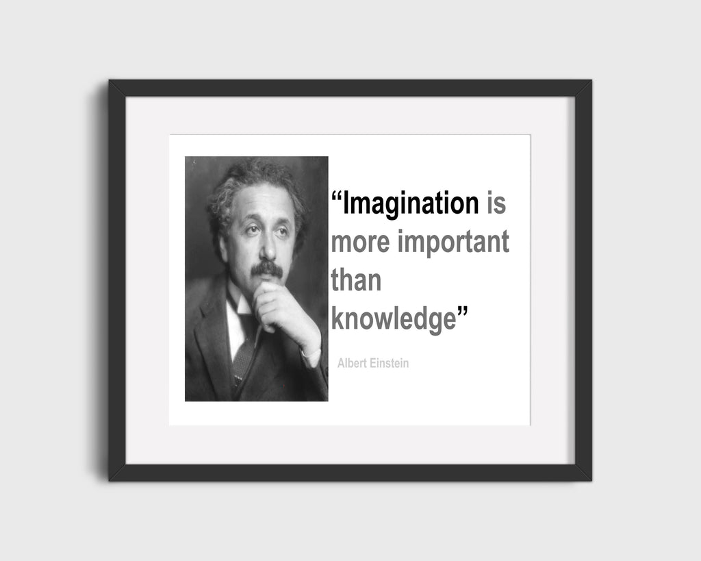 Classic Quotes - Albert Einstein - Imagination over knowledge Quotes Vintage Framed Prints Gallery Frame 16x20