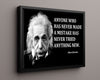 Classic Quotes - Albert Einstein - Mistakes mean learning Quotes Vintage Framed Prints Floating Canvas 16x20