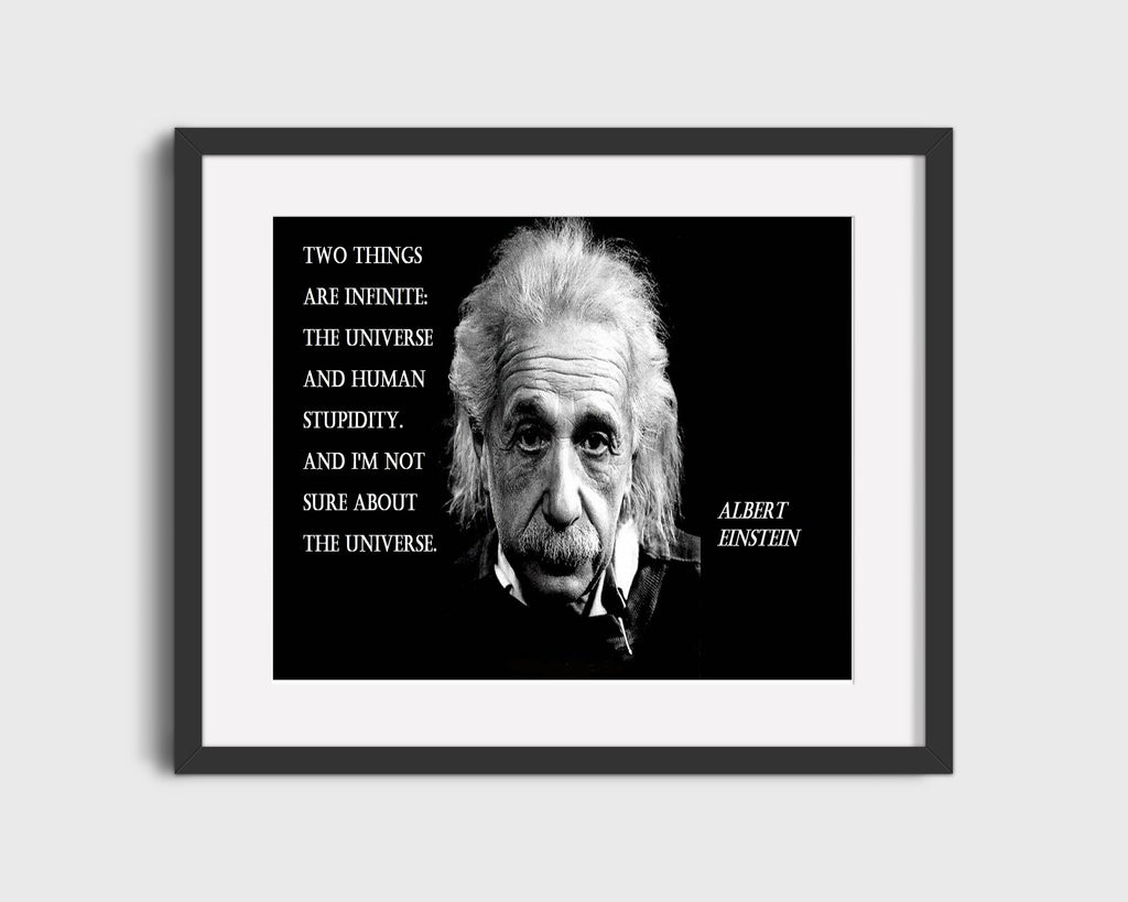 Classic Quotes - Albert Einstein - Universe and stupidity Quotes Vintage Framed Prints Gallery Frame 16x20