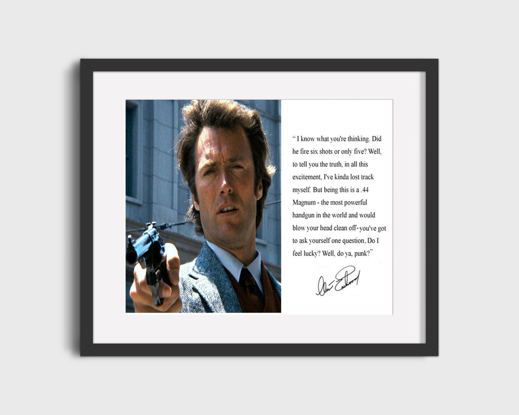Classic Quotes - Clint Eastwood - Do you feel lucky Quotes Vintage Framed Prints Gallery Frame 16x20