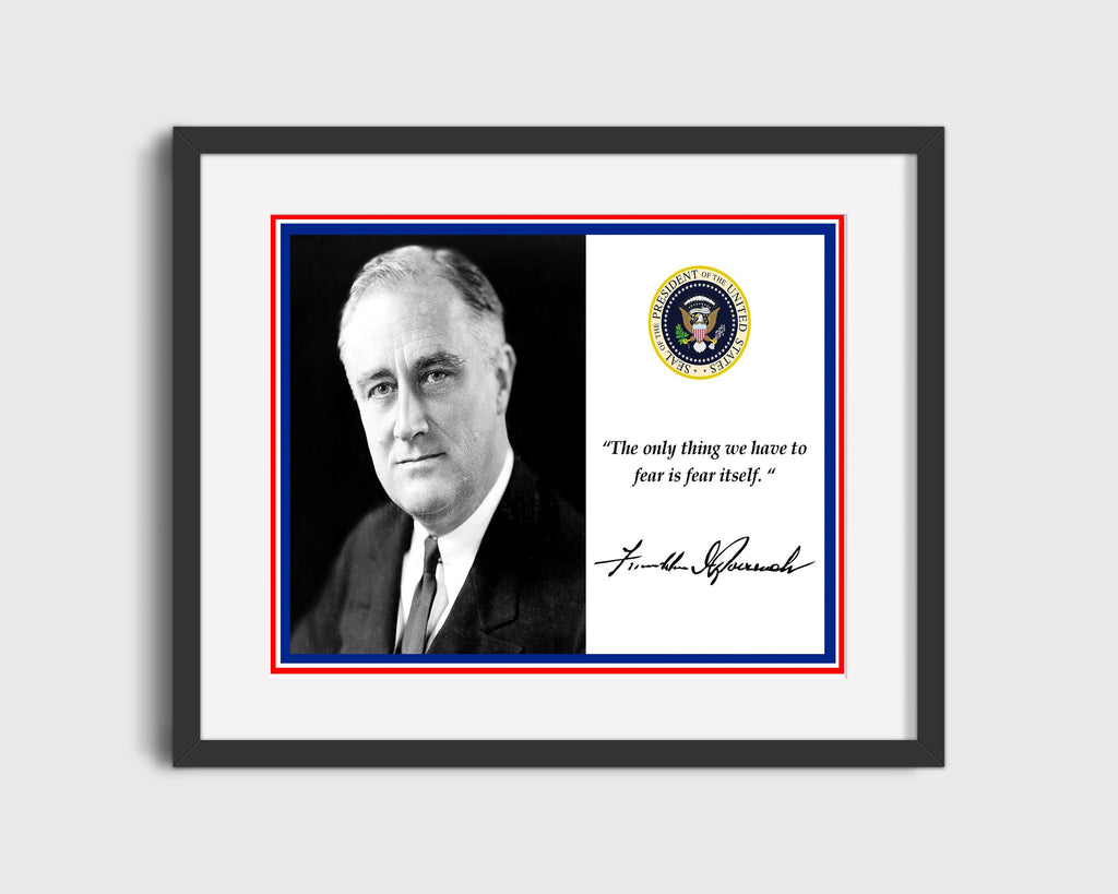 Classic Quotes - Franklin D. Roosevelt - Fear itself Quotes Vintage Framed Prints Gallery Frame 16x20