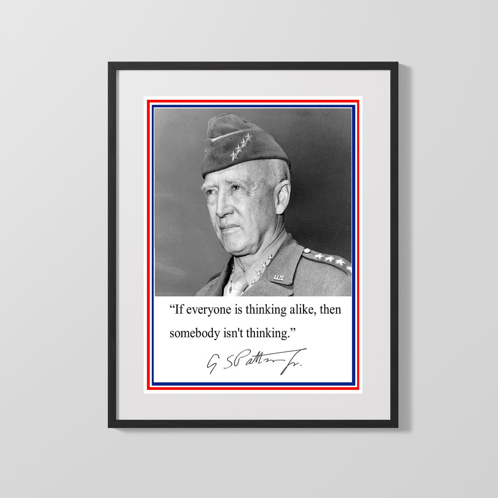 Classic Quotes - General Patton - Think Different - Military Leadership Quote Quotes Vintage Framed Prints Gallery Frame 16x20