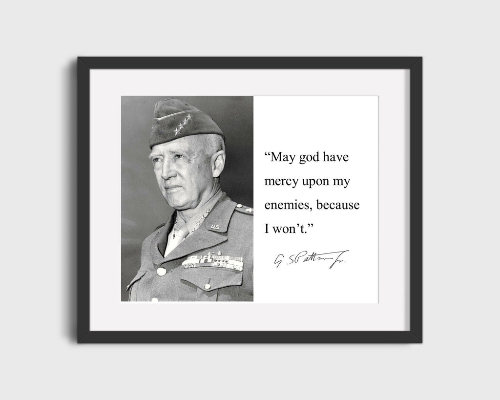 Classic Quotes - George S. Patton - No mercy for enemies Quotes Vintage Framed Prints Gallery Frame 16x20