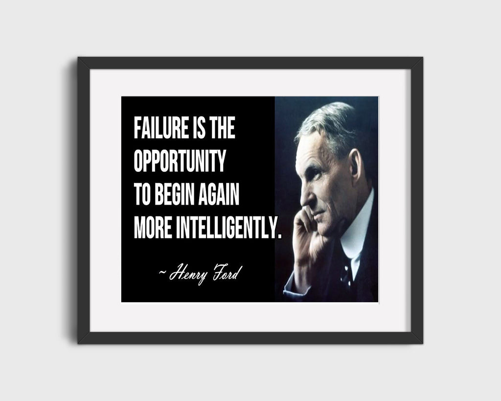 Classic Quotes - Henry Ford - Smarter restarts Quotes Vintage Framed Prints Gallery Frame 16x20