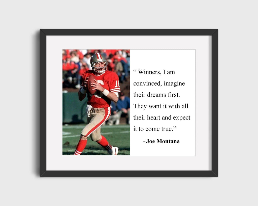 Classic Quotes - Joe Montana - Dreaming to win Quotes Vintage Framed Prints Gallery Frame 16x20