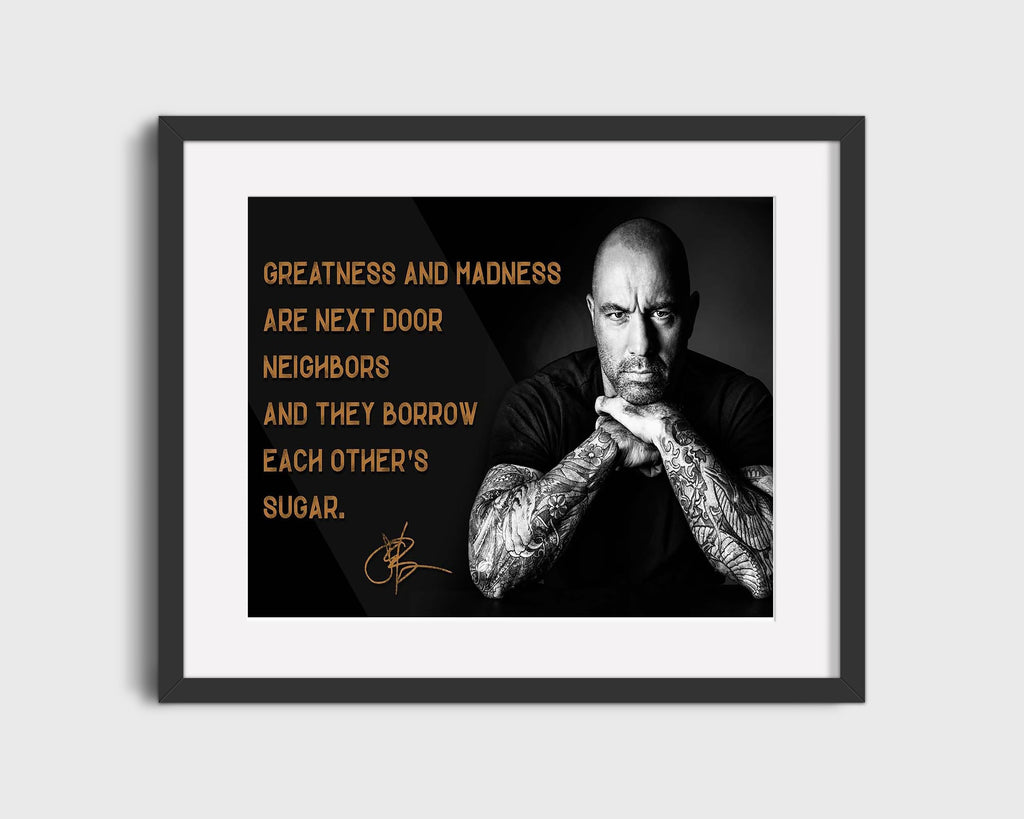 Classic Quotes - Joe Rogan - Greatness meets madness Quotes Vintage Framed Prints Gallery Frame 16x20