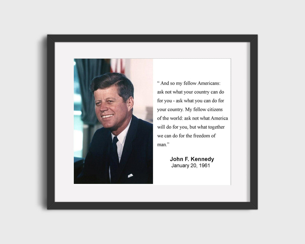 Classic Quotes - John F. Kennedy - Ask not for yourself Quotes Vintage Framed Prints Gallery Frame 16x20