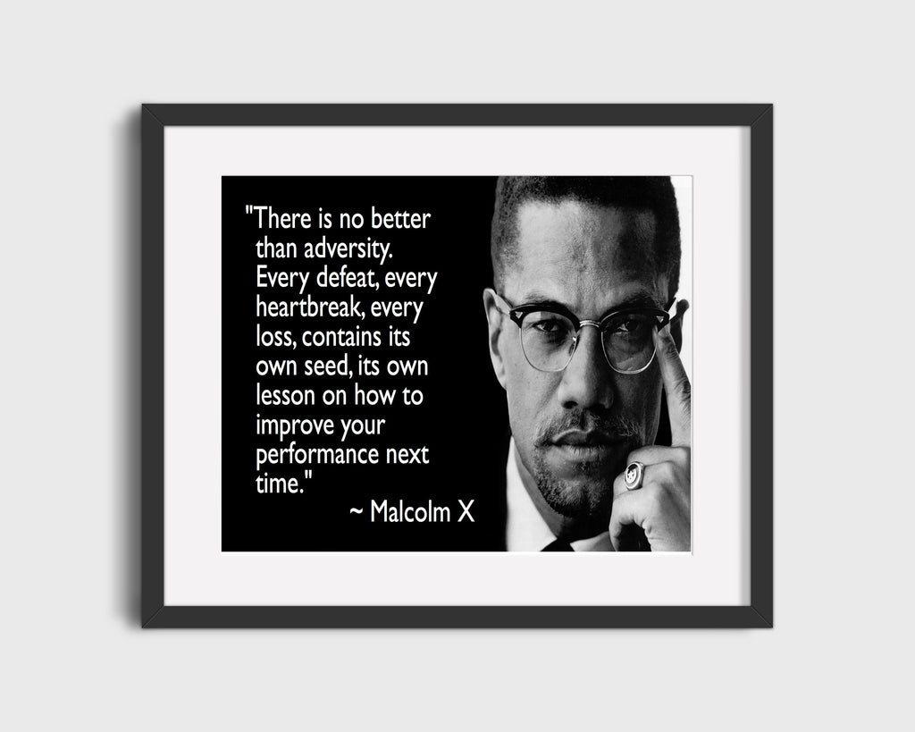 Classic Quotes - Malcolm X - Lesson in adversity Quotes Vintage Framed Prints Gallery Frame 16x20