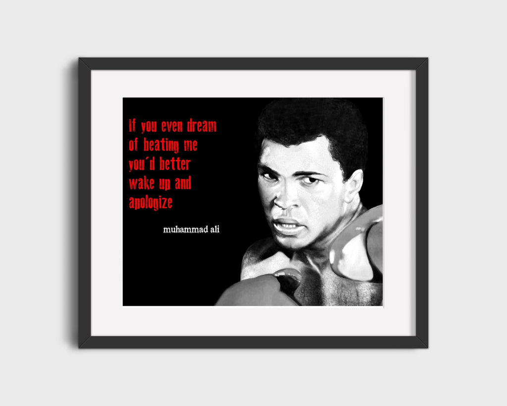 Classic Quotes - Muhammad Ali - Dream fight bravado Quotes Vintage Framed Prints Gallery Frame 16x20