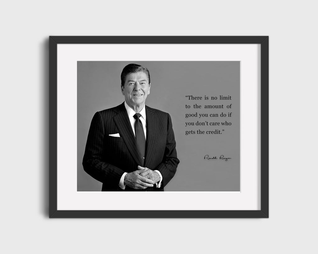 Classic Quotes - Ronald Reagan - Deeds not credits Quotes Vintage Framed Prints Gallery Frame 16x20