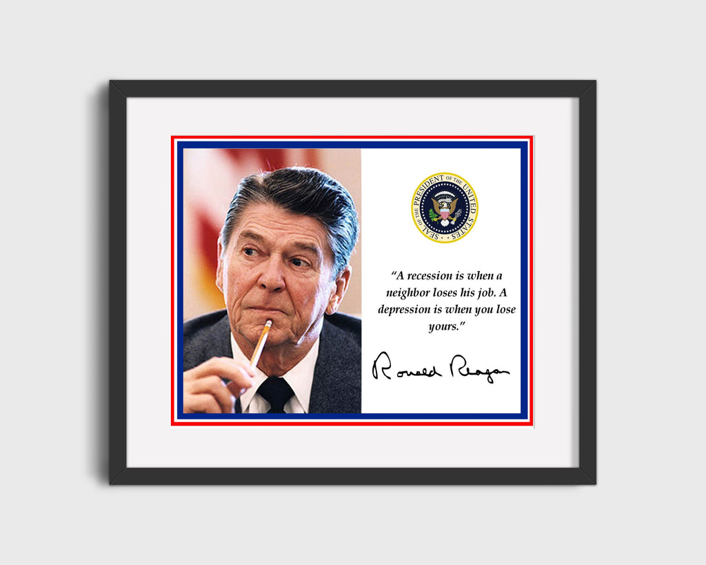 Classic Quotes - Ronald Reagan - Recession humor with a punch Quotes Vintage Framed Prints Gallery Frame 16x20
