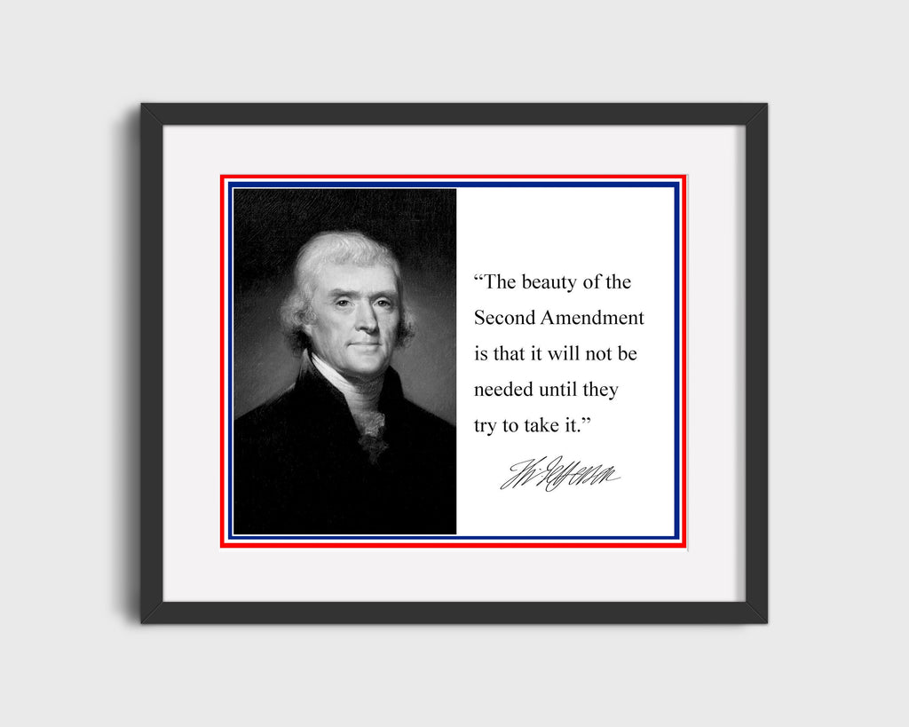 Classic Quotes - Thomas Jefferson - Second Amendment shield Quotes Vintage Framed Prints Gallery Frame 16x20