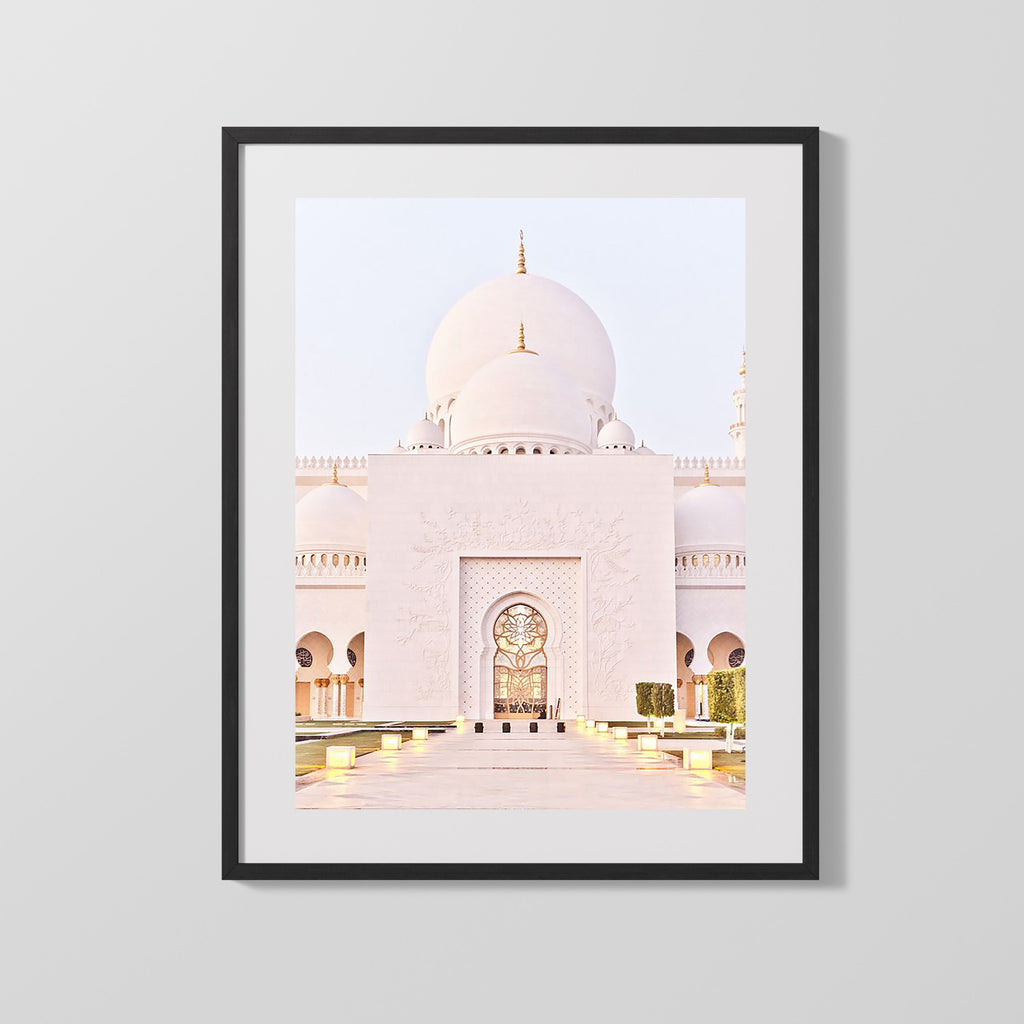 Classic Travel Poster - Abu Dhabi - Sheikh Zayed Mosque Travel Vintage Framed Prints Gallery Frame 16x20