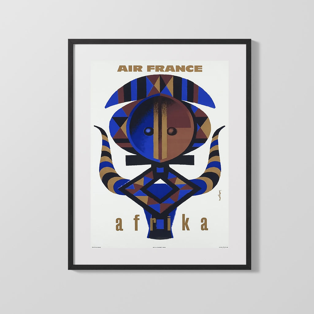Classic Travel Poster - Africa - Air France Tribal Mask Travel Vintage Framed Prints Gallery Frame 16x20