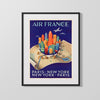 Classic Travel Poster - Air France - Paris to New York Travel Vintage Framed Prints Gallery Frame 16x20